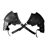 Maxbell 2xFaux Leather Medieval Shoulder Pauldron Knight for Costume Accessory Party Black