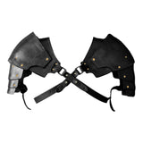 Maxbell 2xFaux Leather Medieval Shoulder Pauldron Knight for Costume Accessory Party Black
