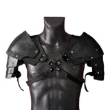 Maxbell 2xFaux Leather Medieval Shoulder Pauldron Knight for Costume Accessory Party Black
