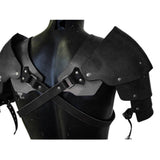Maxbell 2xFaux Leather Medieval Shoulder Pauldron Knight for Costume Accessory Party Black