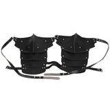 Maxbell 2xFaux Leather Medieval Shoulder Pauldron Knight for Costume Accessory Party Black