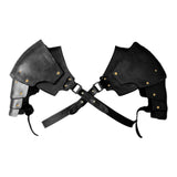 Maxbell 2xFaux Leather Medieval Shoulder Pauldron Knight for Costume Accessory Party Black