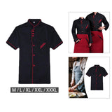 Maxbell 3x  Breathable Chef Coat Short Length Sleeve Chef Jacket for Cafe M