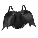 Maxbell 2xBlack Bat Wings Backpack Goth Punk Lace Wing Shoulder Bag Leather Rucksack