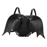 Maxbell 2xBlack Bat Wings Backpack Goth Punk Lace Wing Shoulder Bag Leather Rucksack