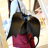Maxbell 2xBlack Bat Wings Backpack Goth Punk Lace Wing Shoulder Bag Leather Rucksack