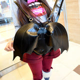Maxbell 2xBlack Bat Wings Backpack Goth Punk Lace Wing Shoulder Bag Leather Rucksack