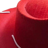 Maxbell 6xFelt Cowboy Hat Cowgirl Hats with Wind Lanyard Sunhat for Holiday Dress up Red