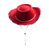 Maxbell 6xFelt Cowboy Hat Cowgirl Hats with Wind Lanyard Sunhat for Holiday Dress up Red