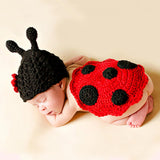 Maxbell Newborn Babies Ladybug Suit Costume Crochet Outfits Photography Props