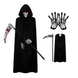 Maxbell 2xHalloween Grim Reaper Costume Set Hooded Cape Cloak for Masquerade