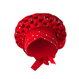Maxbell 3xAfrican Turban Women Sequin Headwear Head Scarf Hair Cover Girls Headwrap Red