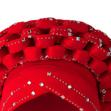 Maxbell 4xAfrican Turban Women Sequin Headwear Head Scarf Hair Cover Girls Headwrap Red