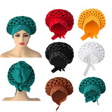 Maxbell 4xAfrican Turban Women Sequin Headwear Head Scarf Hair Cover Girls Headwrap Red