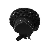 Maxbell 2xAfrican Turban Women Sequin Headwear Head Scarf Hair Cover Girls Headwrap Black
