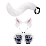 Maxbell 3xCat Costume Animal Cosplay Kitten Plush Ears Furry Fancy Dress up White