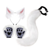 Maxbell 3xCat Costume Animal Cosplay Kitten Plush Ears Furry Fancy Dress up White
