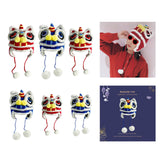 Maxbell Tradition Hat Chinese Style Warm Crochet with Pom Autumn and Winter red adult