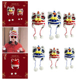 Maxbell Tradition Hat Chinese Style Warm Crochet with Pom Autumn and Winter red adult