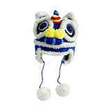Maxbell Tradition Hat Chinese Style Warm Crochet with Pom Autumn and Winter blue adult