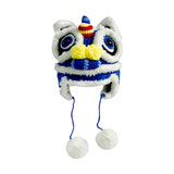 Maxbell Tradition Hat Chinese Style Warm Crochet with Pom Autumn and Winter blue adult