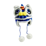 Maxbell Tradition Hat Chinese Style Warm Crochet with Pom Autumn and Winter blue adult