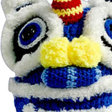 Maxbell Tradition Hat Chinese Style Warm Crochet with Pom Autumn and Winter blue baby