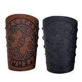 Maxbell 3xArm Bracer Medieval PU Leather Wrist Guard Wristband for Larp Black