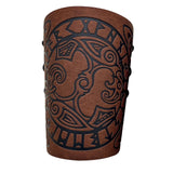 Maxbell 4xArm Bracer Medieval PU Leather Wrist Guard Wristband for Larp Brown