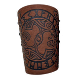 Maxbell 4xArm Bracer Medieval PU Leather Wrist Guard Wristband for Larp Brown