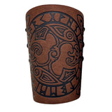 Maxbell 4xArm Bracer Medieval PU Leather Wrist Guard Wristband for Larp Brown