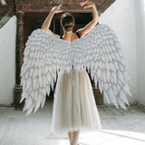 Maxbell 6xNon Woven Fabric Angel Wings Mardi Gras Halloween Cosplay Costume Props White