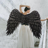 Maxbell 2xNon Woven Fabric Angel Wings Mardi Gras Halloween Cosplay Costume Props Black