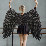 Maxbell 2xNon Woven Fabric Angel Wings Mardi Gras Halloween Cosplay Costume Props Black