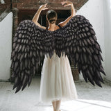 Maxbell 2xNon Woven Fabric Angel Wings Mardi Gras Halloween Cosplay Costume Props Black