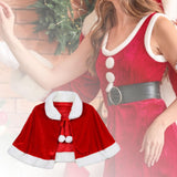 Maxbell 2xRed Velvet Cape Dress up Christmas Costume Cloak for Carnival Xmas Supplies Adult