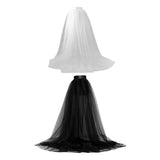 Maxbell 2xWomen Tulle Tutu Long Skirt Lace up Solid Color for Party Cosplay Evening white