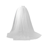 Maxbell 2xWomen Tulle Tutu Long Skirt Lace up Solid Color for Party Cosplay Evening white