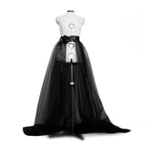 Maxbell 3xWomen Tulle Tutu Long Skirt Lace up Solid Color for Party Cosplay Evening black