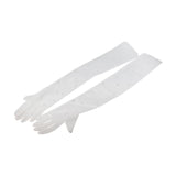 Maxbell 2xBridal Gloves Full Finger with Rhinestones Mesh Opera Gloves for Accessories
