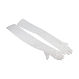 Maxbell 2xBridal Gloves Full Finger with Rhinestones Mesh Opera Gloves for Accessories