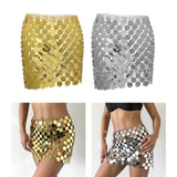 Maxbell 4xMetal Sequin Skirt Hollow Out Bohemian Shiny for Dance Beach Aureate