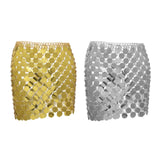 Maxbell 4xMetal Sequin Skirt Hollow Out Bohemian Shiny for Dance Beach Aureate