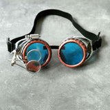 Maxbell 4xFashion Steampunk Glasses Ocular Loupe Photo Prop Colored frame Sunglasses Blue