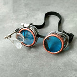 Maxbell 2xFashion Steampunk Glasses Ocular Loupe Photo Prop Colored frame Sunglasses Blue