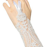 Maxbell 3xWomen's Lace Glove with Feather Gothic for Wedding Costume Accessories White