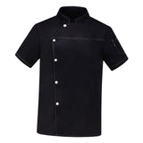Maxbell 2xUnisex Chef Coat Short Sleeve Top Uniform Chef Clothes Chef Jacket for Cafe Black 2XL