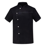 Maxbell 2xUnisex Chef Coat Short Sleeve Top Uniform Chef Clothes Chef Jacket for Cafe Black 2XL