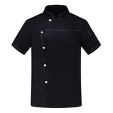 Maxbell 2xUnisex Chef Coat Short Sleeve Top Uniform Chef Clothes Chef Jacket for Cafe Black 2XL
