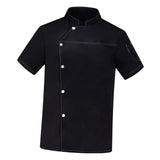 Maxbell 2xUnisex Chef Coat Short Sleeve Top Uniform Chef Clothes Chef Jacket for Cafe Black 2XL
